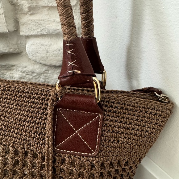 EUC The Sak large brown bucket lined crochet tote beach bag - Picture 3 of 8